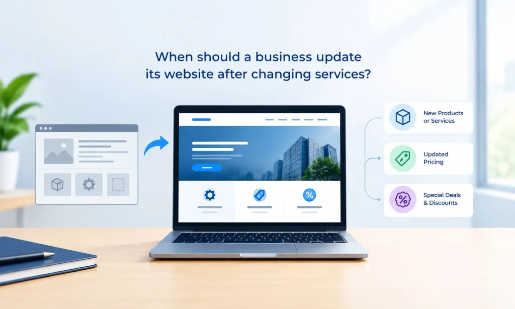 When should a business update its website after changing services